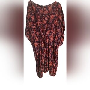 Lands' End Purple And Red Floral Swim Beach Coverup Size XL-XXL